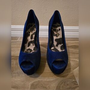 Jessica Simpson Navy Peep-Toe Heels